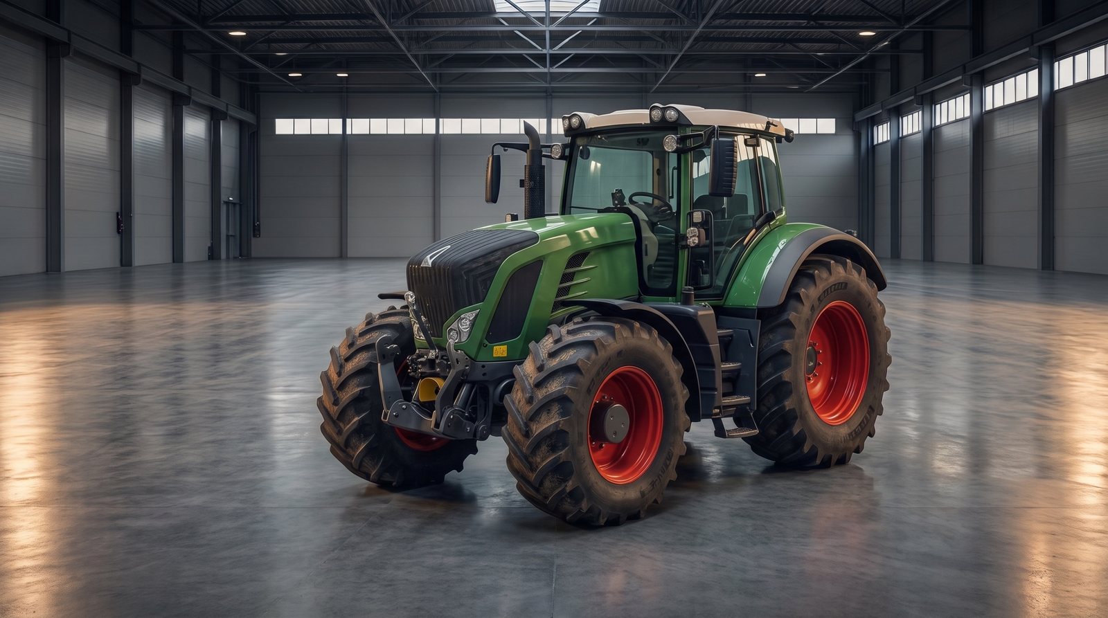 Zeleni traktor u hali
